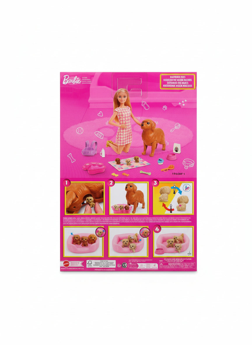 Acd Distributio Barbie Doll and Newborn Pups Playset HCK75