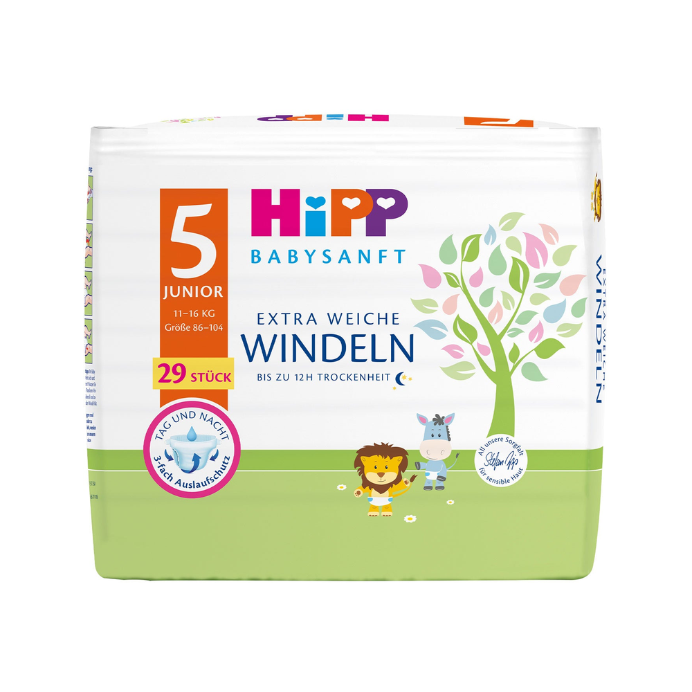 HiPP Baby Soft Extra Soft Diapers Junior, Size 5 (58 pcs) 11-16 kg - Organic Shop USA