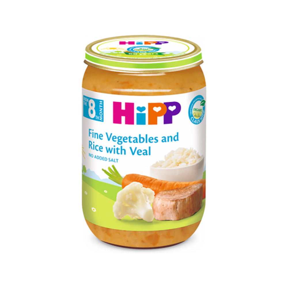 HiPP Fine Vegetables and Rice with Veal 220 g - Organic Shop USA