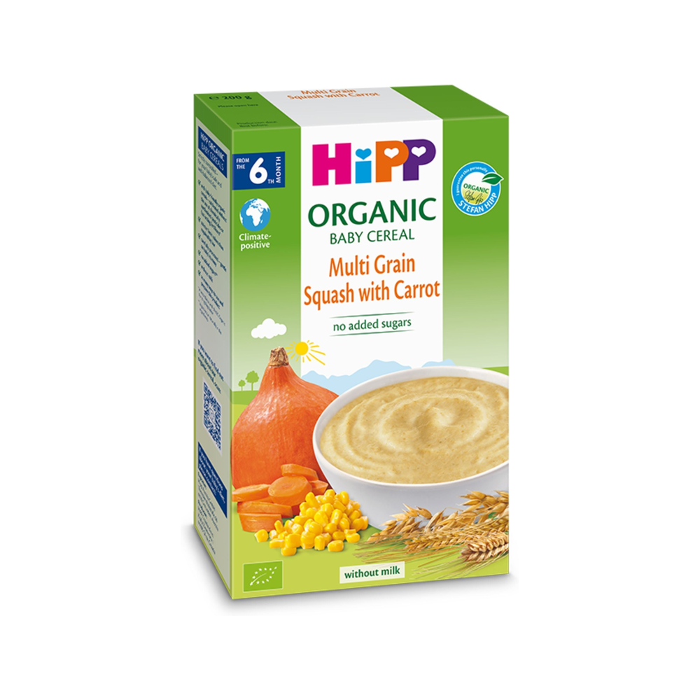 HiPP Multi Grain Squash with Carrot Organic Baby Cereal 200 g - Organic Shop USA