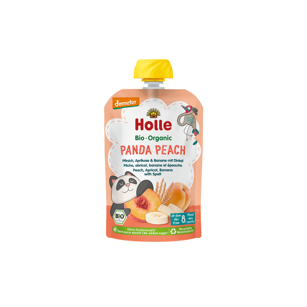 Holle Panda Peach – Pouch Peach, Apricot, Banana With Spelt 100 g - Organic Shop USA