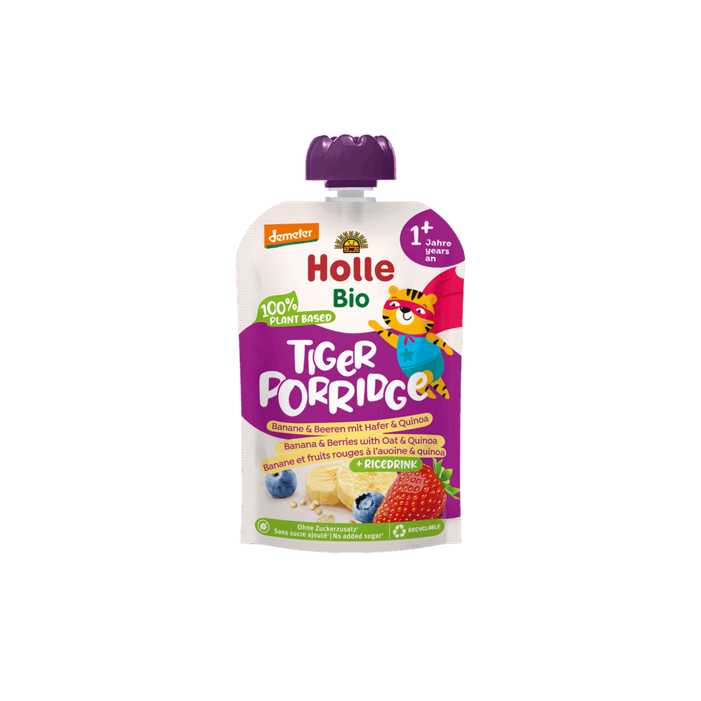 Holle Tiger Porridge – Banana & Berries with Oats & Quinoa 110 g - Organic Shop USA