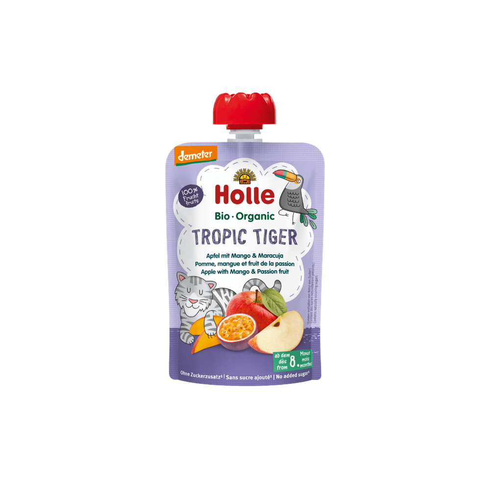 Holle Tropic Tiger – Pouch Apple With Mango & Passion Fruit 100 g - Organic Shop USA