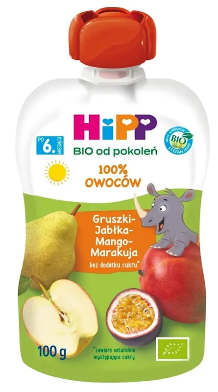 HiPP Organic Pear Apple Mango Passion Fruit Puree 100 g