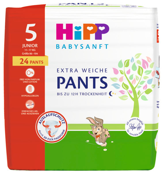 HiPP Extra Soft Premium Diapers Size 5, Junior 1-16 kg 24 pcs