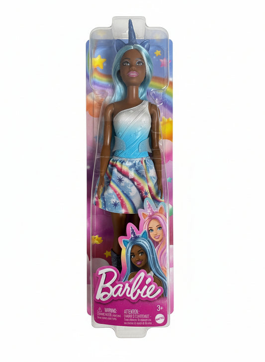 Barbie doll in packaging on a white surface