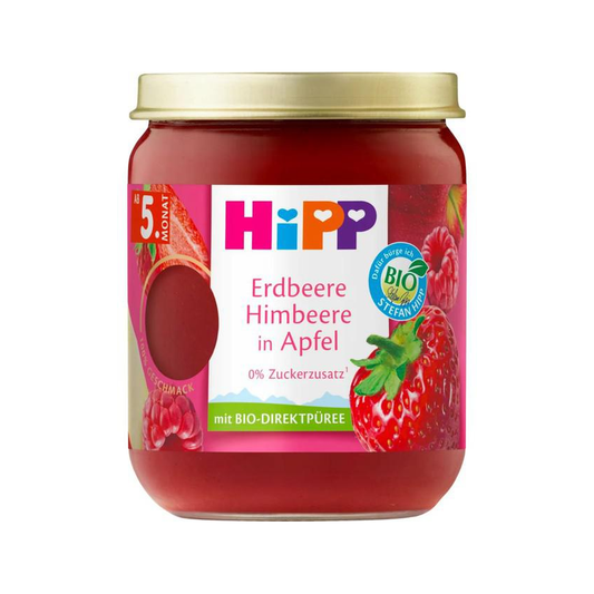 HiPP Apple, Strawberry and Raspberry Puree 160 g - Organic Shop USA