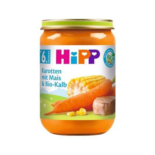 HiPP Carrots with Corn and Organic Veal Puree 190 g - Organic Shop USA