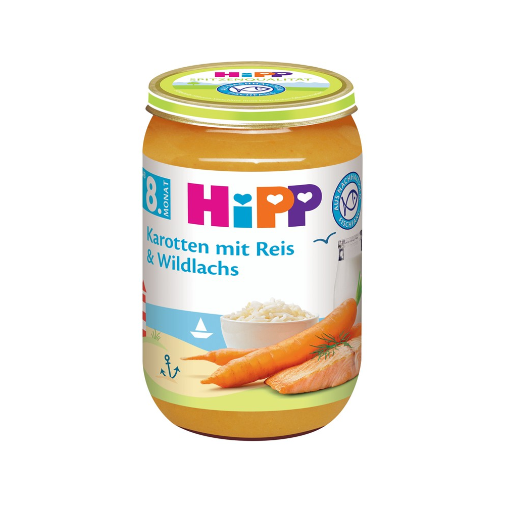 HiPP Carrots with Rice and Wild Salmon Puree 190 g - Organic Shop USA