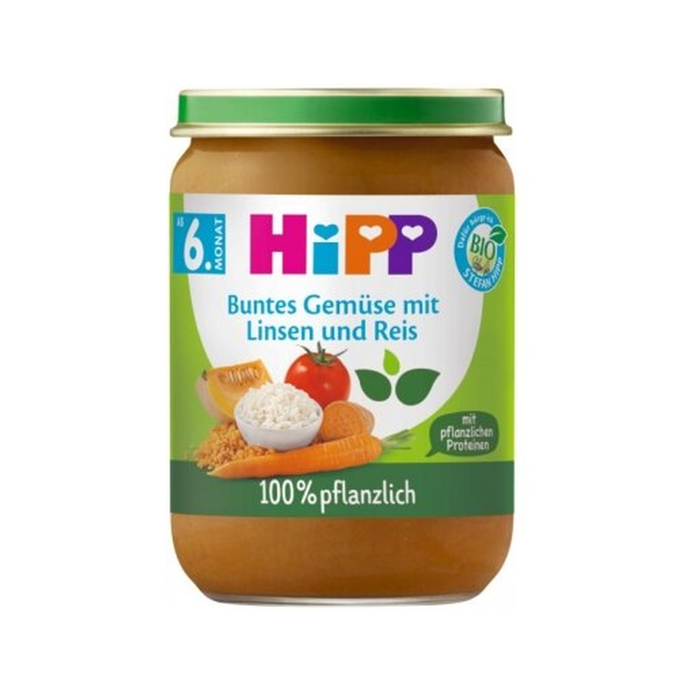 HiPP Colorful Vegetables with Lentils and Rice Puree 190 g - Organic Shop USA