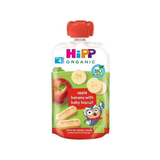 HiPP Hippis Apple Banana & Baby Biscuit Puree 100 g - Organic Shop USA