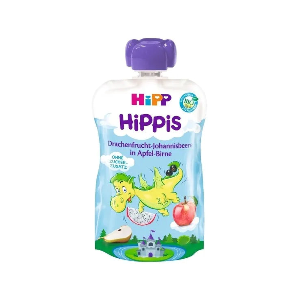 HiPP Hippis Apple, Pear, Pitahaya & Blackcurrant Puree 100 g - Organic Shop USA