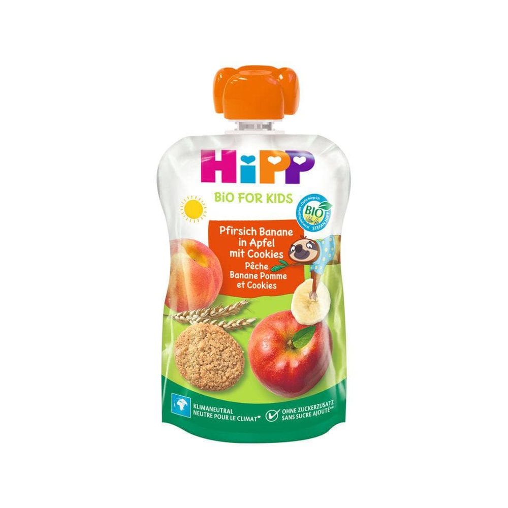 HiPP Hippis Peach Banana in Apple with Cookies 100 g - Organic Shop USA