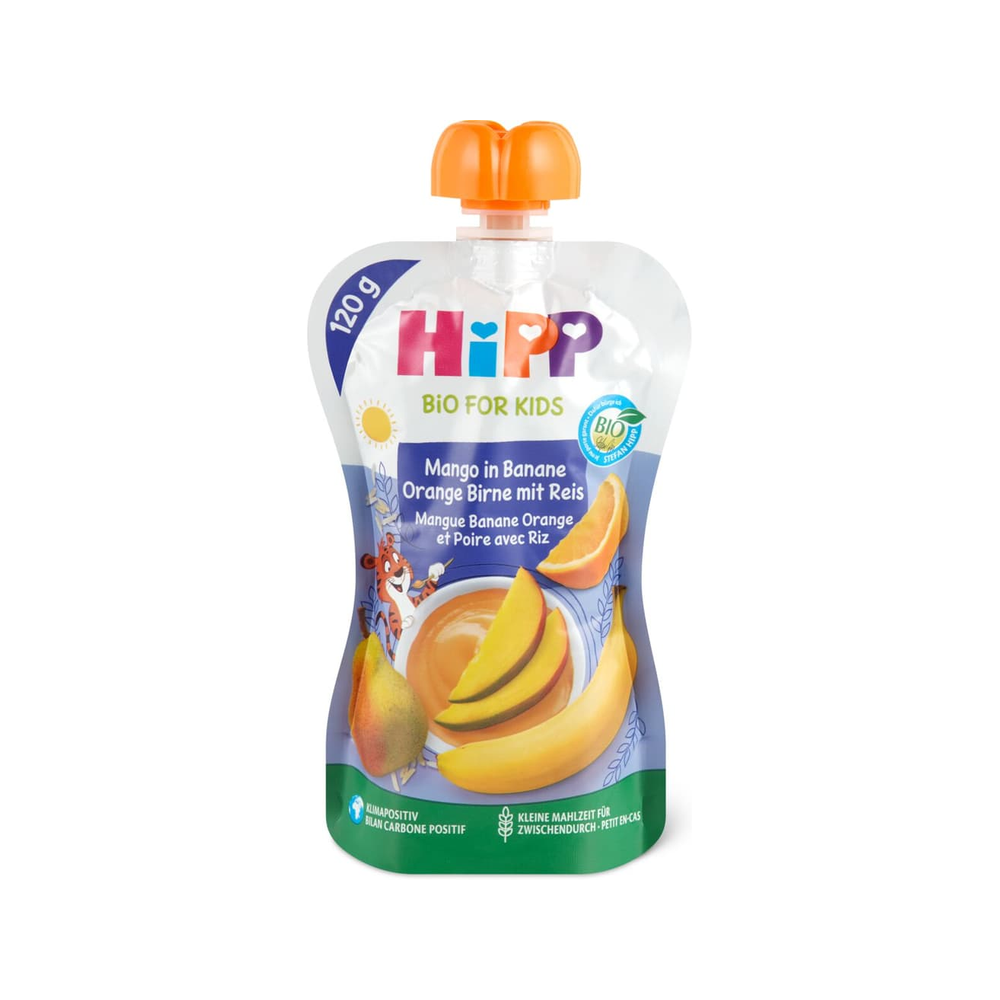 HiPP Hippis Sport Banana Orange Pear and Mango with Rice 120 g - Organic Shop USA