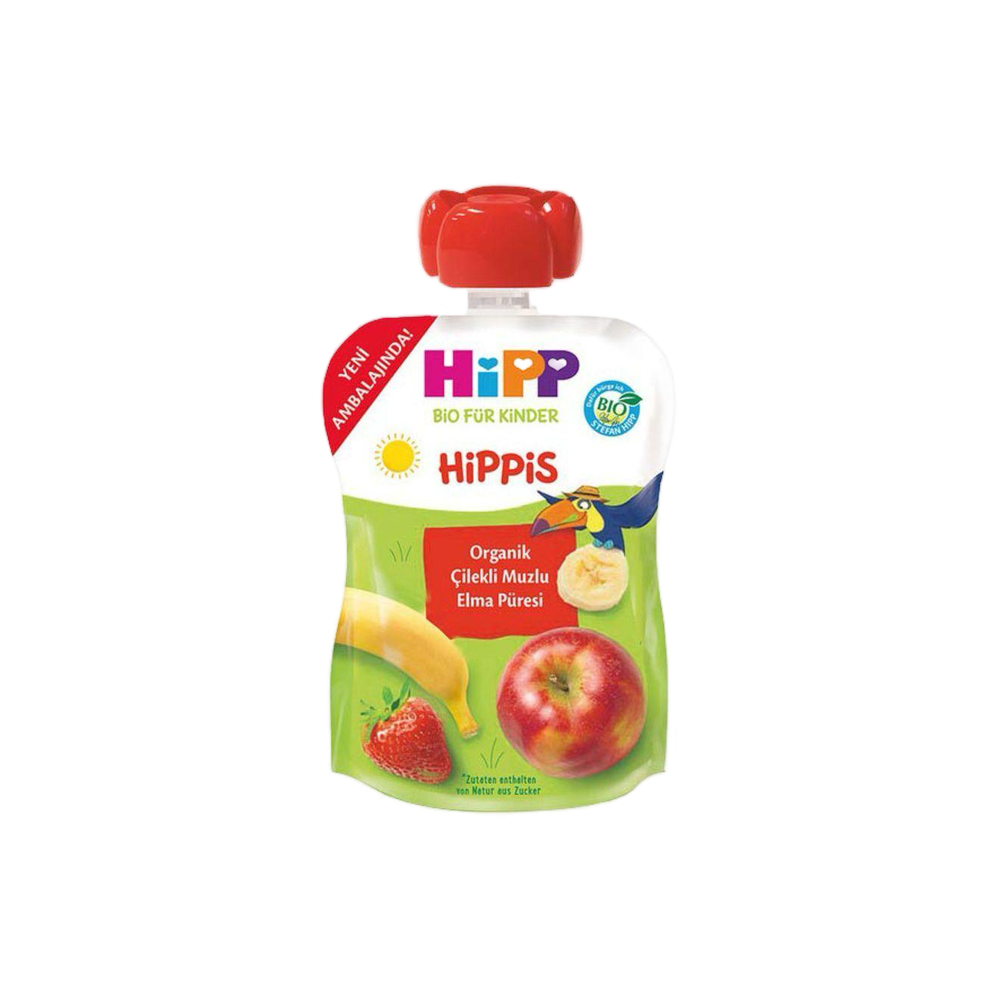 HiPP Hippis Strawberry Banana in Apple Puree 100 g - Organic Shop USA