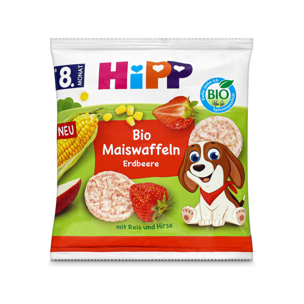 HiPP Organic Corn Waffles Strawberry 23 g - Organic Shop USA