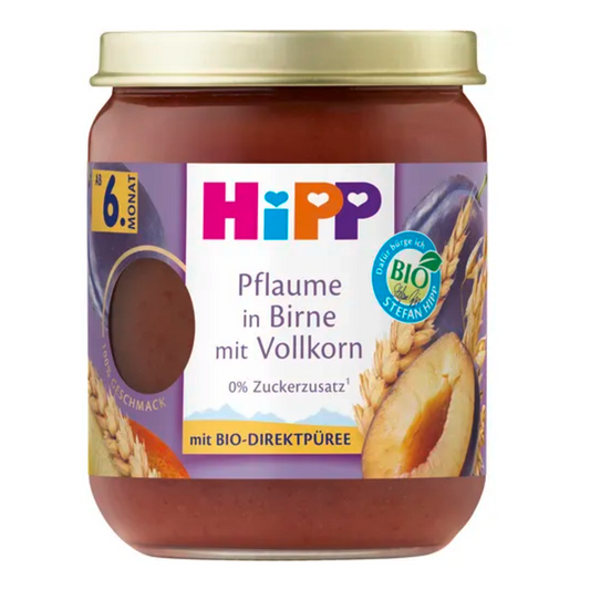 HiPP Plums and Pears with Wholegrains Puree 160 g - Organic Shop USA