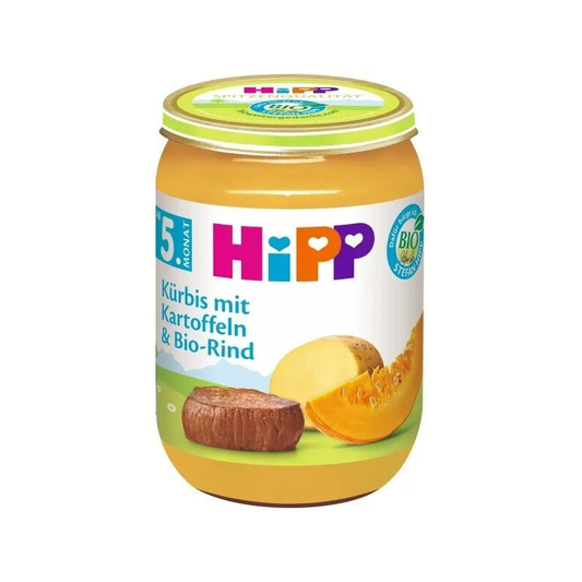 HiPP Pumpkin with Potatoes and Organic Beef Puree 190 g - Organic Shop USA