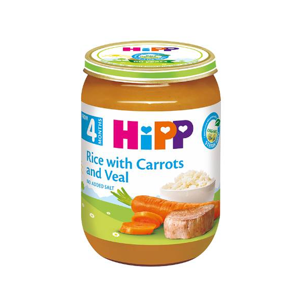 HiPP Rice with Carrots and Veal Puree 190 g - Organic Shop USA