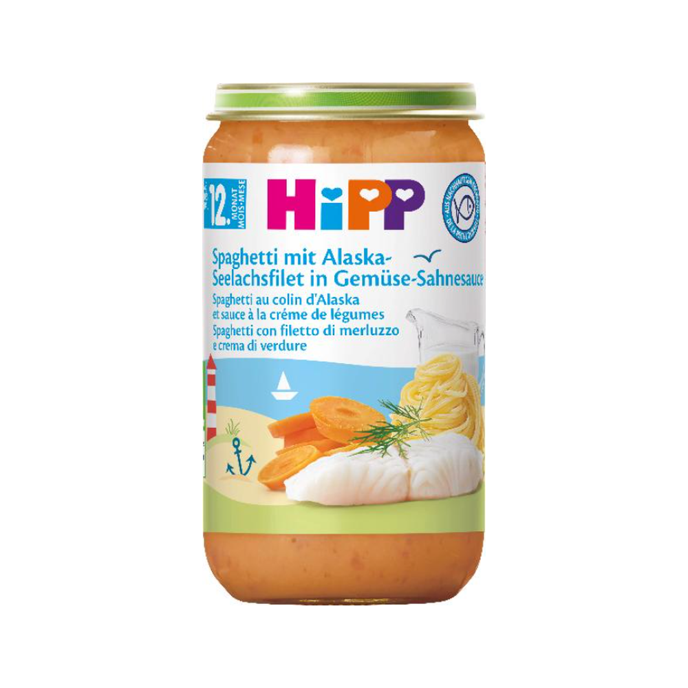 HiPP Spaghetti with Alaska Pollock Fillet in Vegetable Cream Sauce 250 g - Organic Shop USA