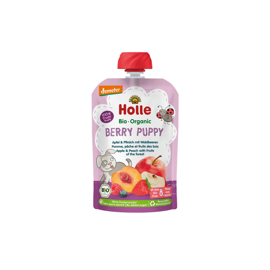Holle Berry Puppy – Pouch Apple & Peach With Fruits Of The Forest 100 g - Organic Shop USA