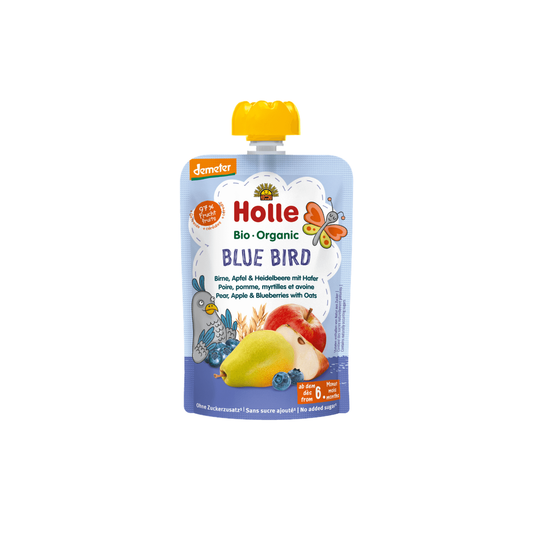 Holle Blue Bird - Pouch Pear, Apple & Blueberries With Oats 100 g - Organic Shop USA