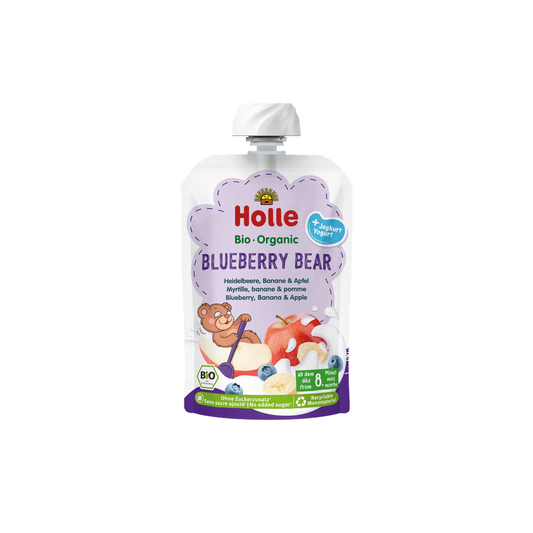 Holle Blueberry Bear - Pouch Blueberries, apple & banana with yogurt 85 g - Organic Shop USA