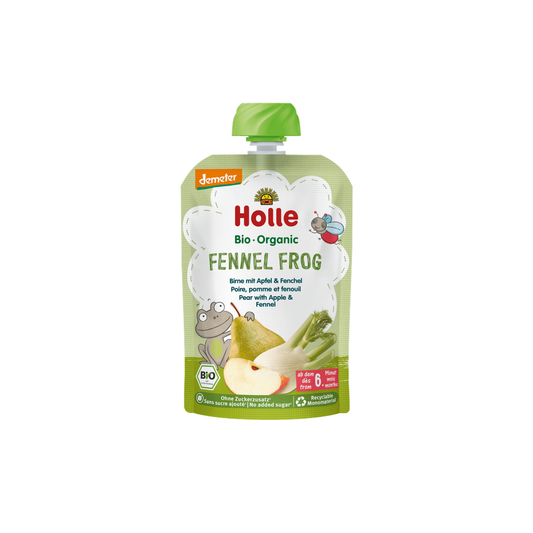 Holle Fennel Frog – Pouch Pear With Apple & Fennel 100 g - Organic Shop USA