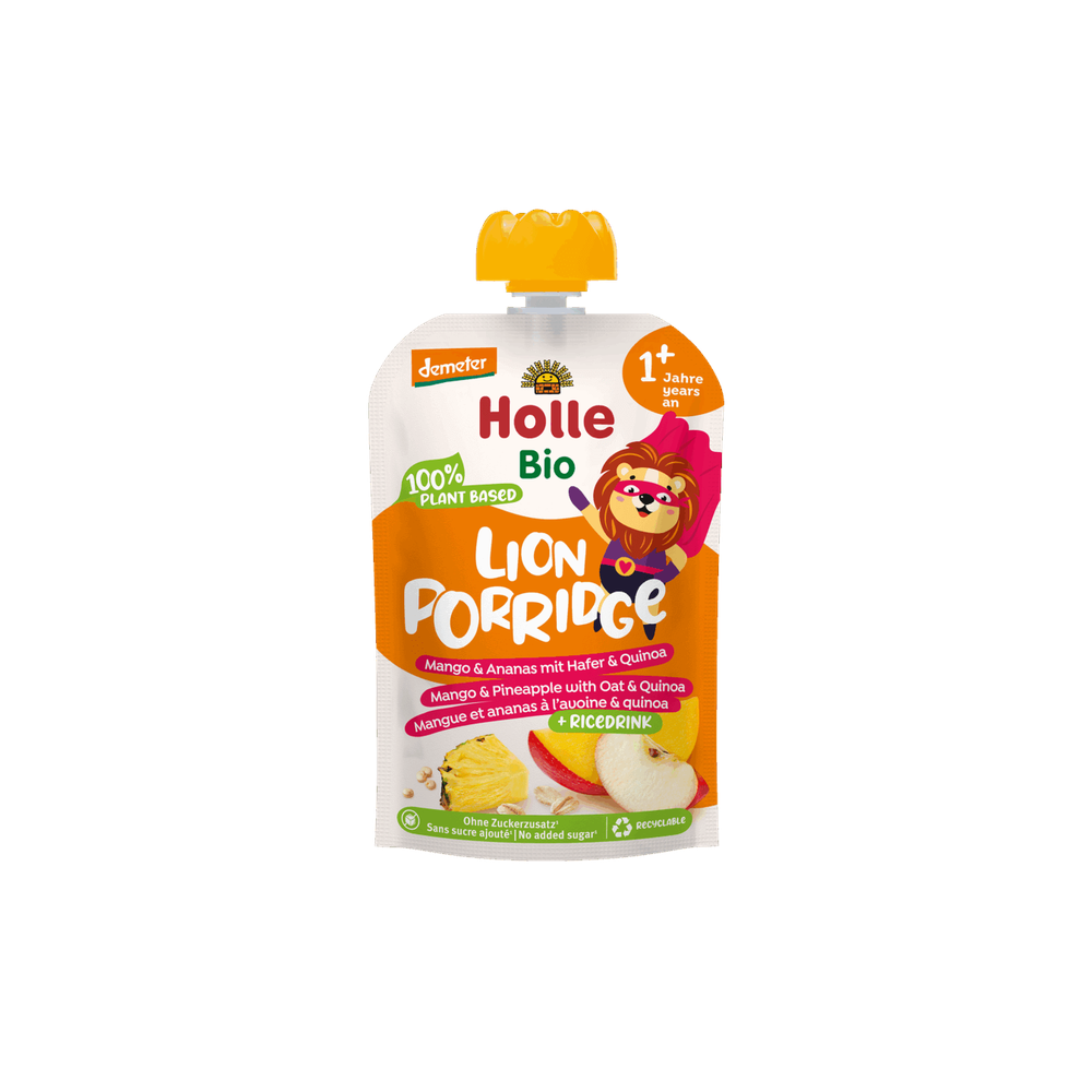 Holle Lion Porridge – Mango & Pineapple with Oats & Quinoa 110 g - Organic Shop USA