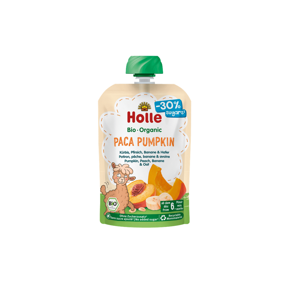 Holle Paca Pumpkin – Pouch Pumpkin, Peach, Banana & Oats 100 g - Organic Shop USA