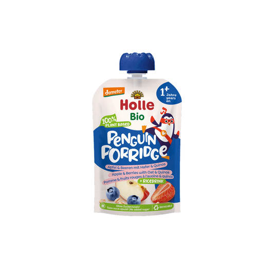 Holle Penguin Porridge – Apple & Berries with Oats & Quinoa 110 g - Organic Shop USA