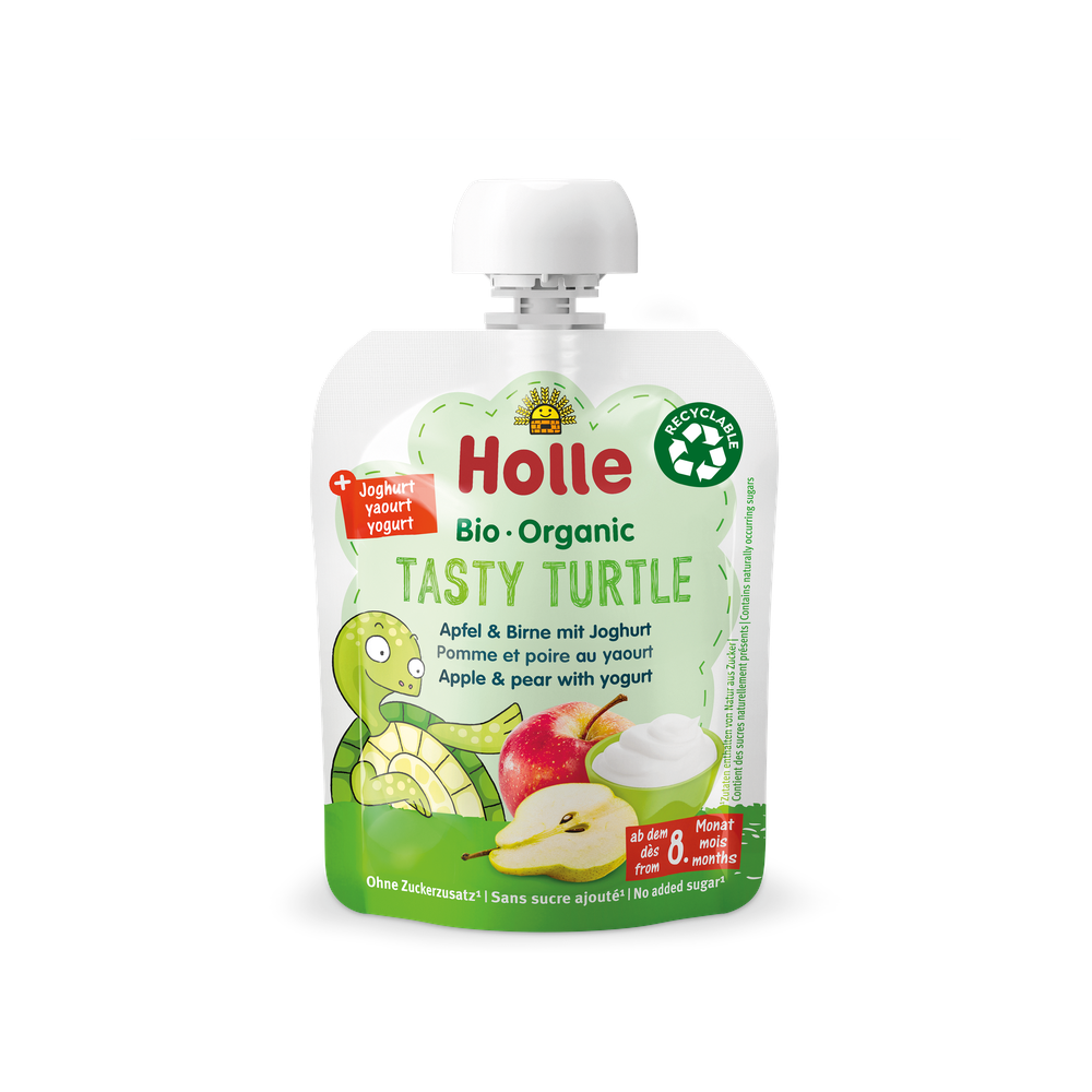 Holle Tasty Turtle - Pouch Apple & pear with yogurt 85 g - Organic Shop USA