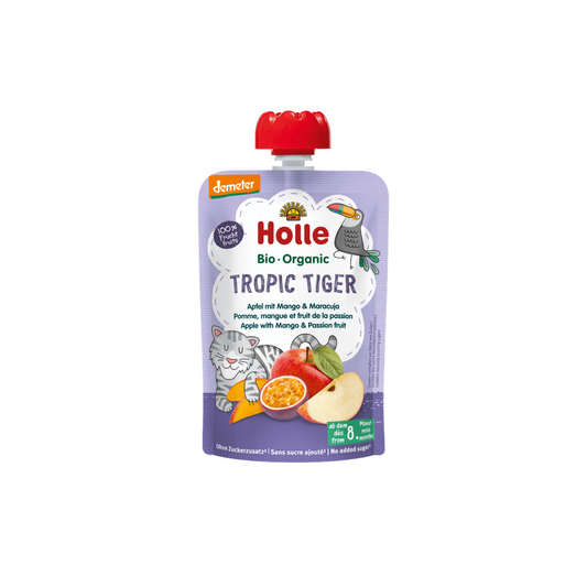 Holle Tropic Tiger – Pouch Apple With Mango & Passion Fruit 100 g - Organic Shop USA
