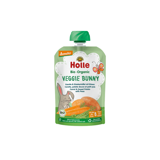 Holle Veggie Bunny - Pouch Carrot & Sweet Potato With Peas 100 g - Organic Shop USA