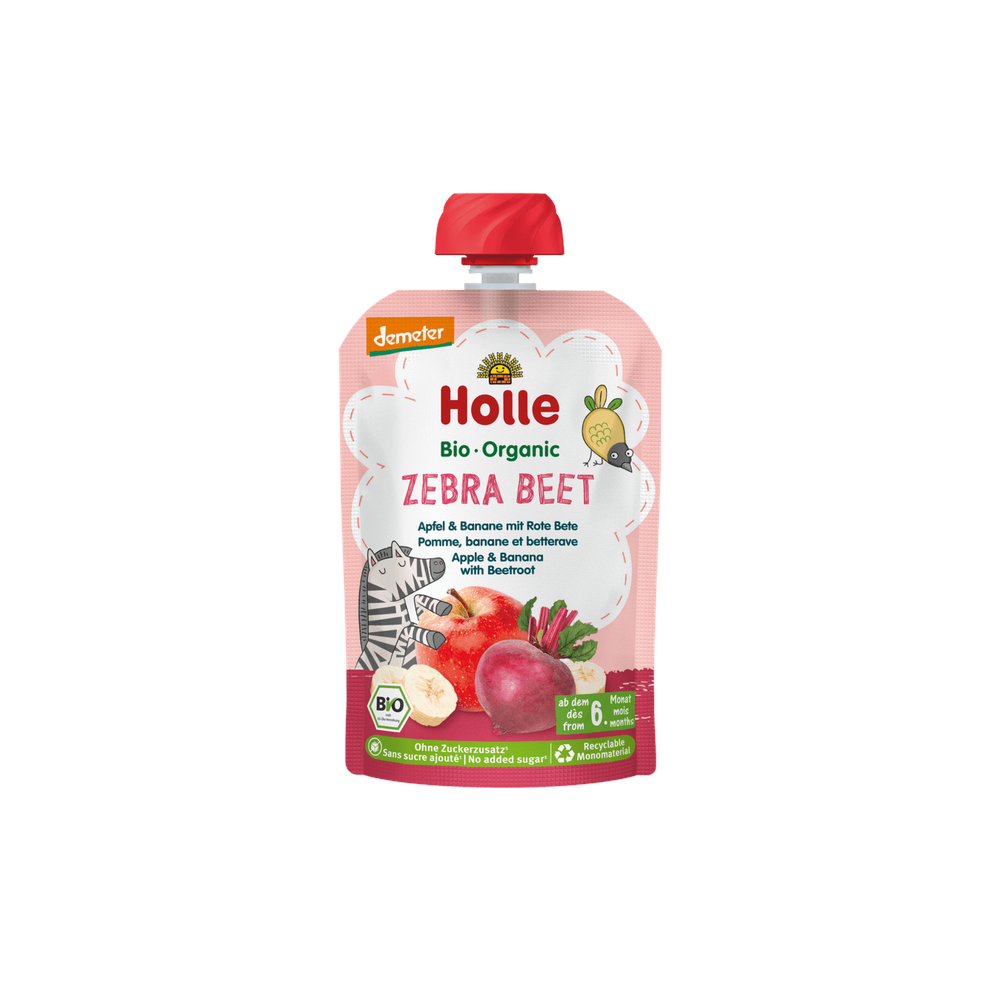 Holle Zebra Beet - Pouch Apple & Banana With Beetroot 100 g - Organic Shop USA