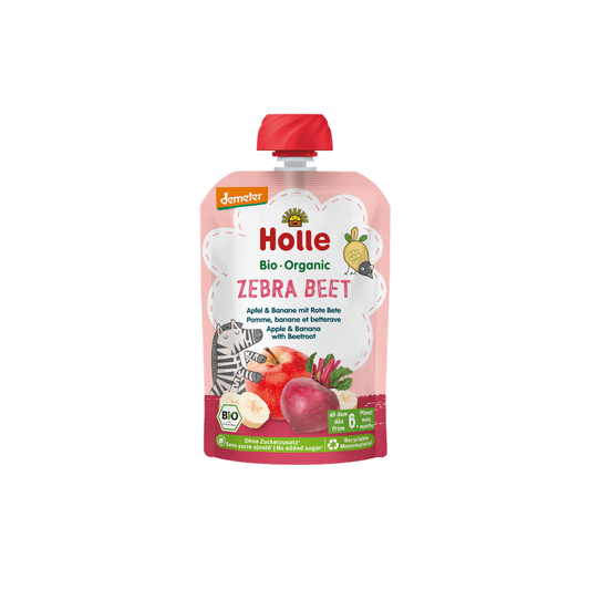 Holle Zebra Beet - Pouch Apple & Banana With Beetroot 100 g - Organic Shop USA
