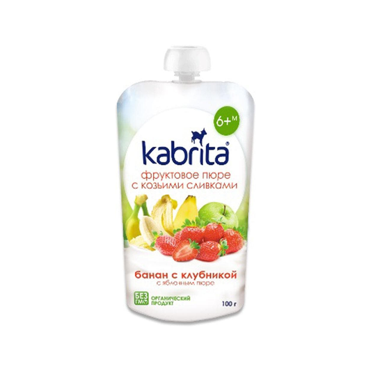 Kabrita Banana, Strawberry And Apple Puree With Sweet Goat Milk Cream 100 g - Organic Shop USA